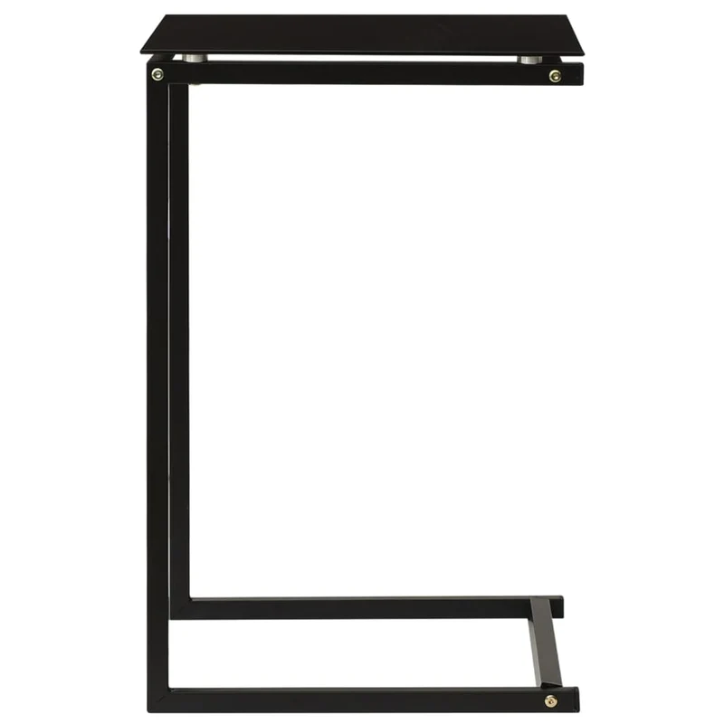 Table d'appoint bout de canapé 40 x 40 x 60 cm verre trempé noir et acier DEC032485