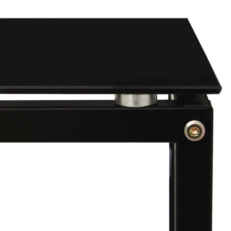 Table d'appoint bout de canapé 40 x 40 x 60 cm verre trempé noir et acier DEC032485