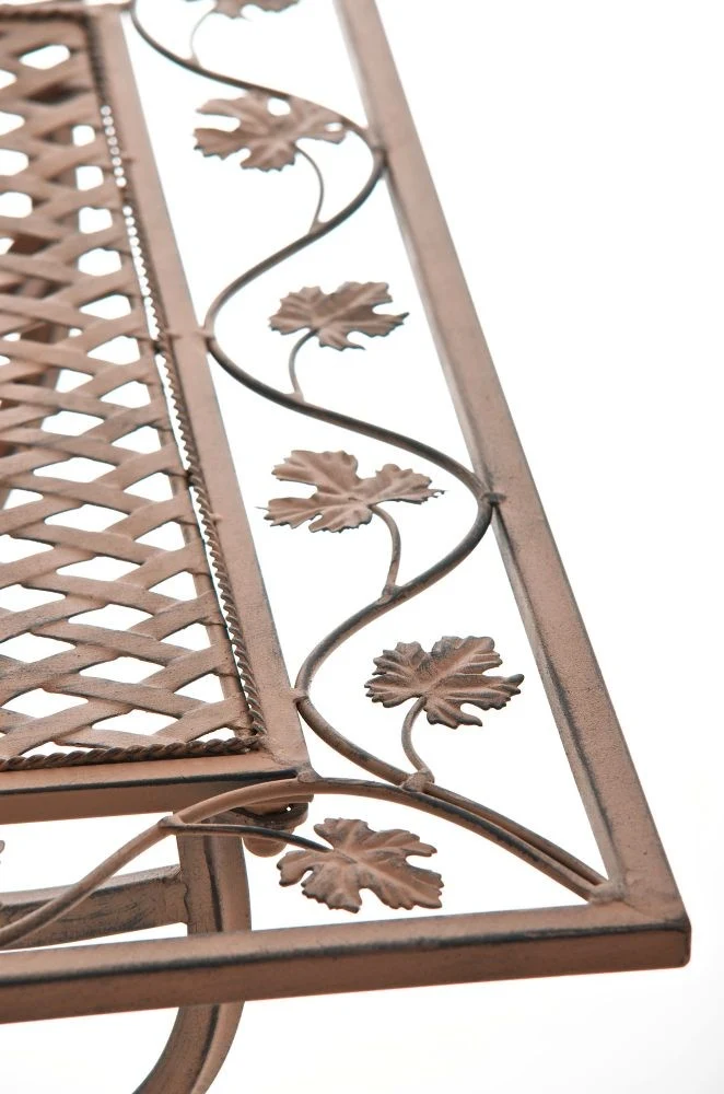 Table de jardin terrasse balcon design rustique en fer forgé marron vieilli 10_0003814