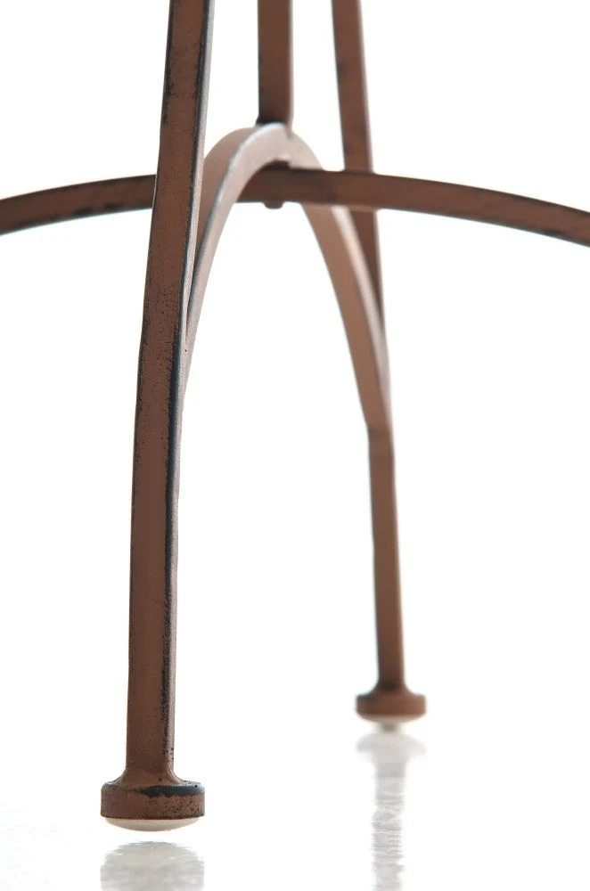 Table de jardin terrasse balcon design rustique en fer forgé marron vieilli 10_0003814
