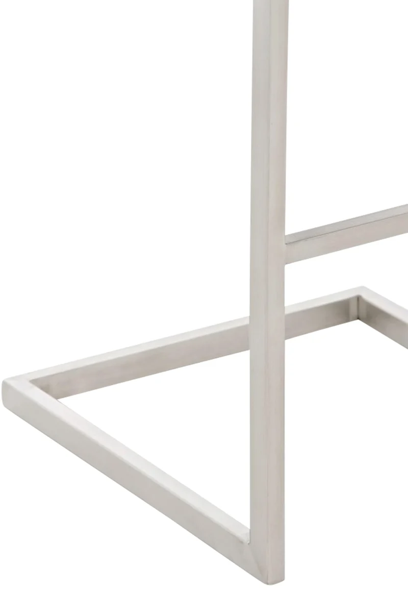 Tabouret de bar x1 design moderne support en acier inoxydable assise en PVC blanc 10_0005318