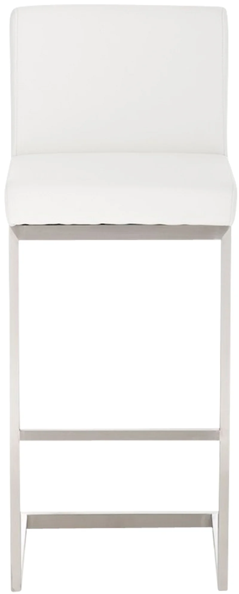 Tabouret de bar x1 design moderne support en acier inoxydable assise en PVC blanc 10_0005318