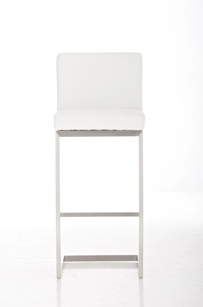 Lot de 2 tabourets de bar design moderne support en acier inoxydable assise en PVC blanc 10_0004385