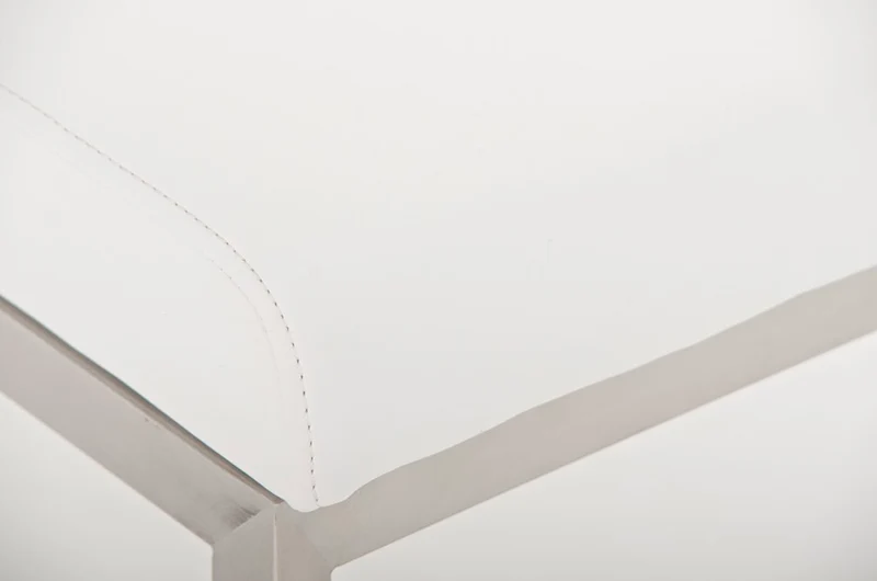 Lot de 2 tabourets de bar design moderne support en acier inoxydable assise en PVC blanc 10_0004385