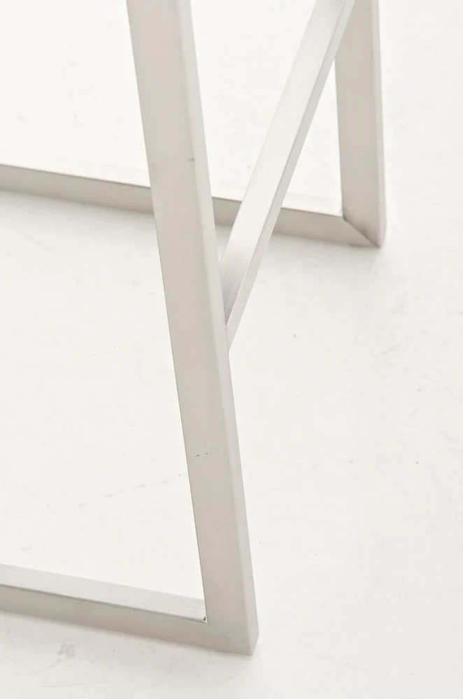 Lot de 2 tabourets de bar design moderne support en acier inoxydable assise en PVC blanc 10_0004385