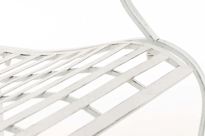 Banc de jardin balcon terrasse style rustique largeur 116 cm en métal blanc vieilli 10_0002924