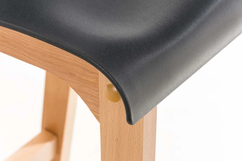 Lot de 2 tabourets de bar piètement à 4 pieds en bois assise plastique gris style scandinave 10_0005796