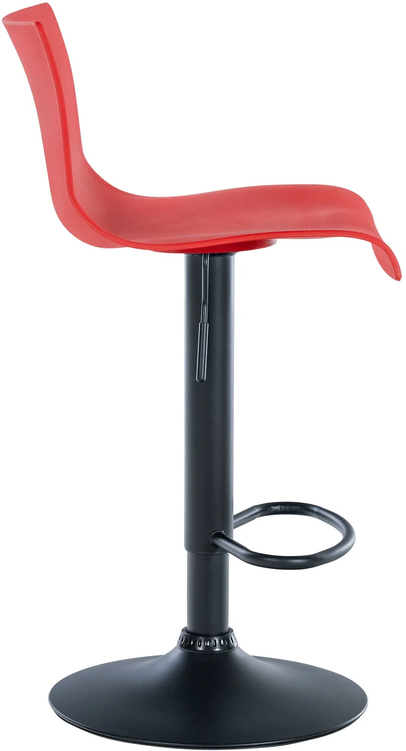 Tabouret de bar x1 design simple avec repose-pieds en plastique rouge pieds en métal noir 10_0004552