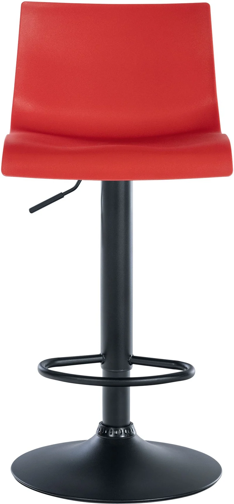 Tabouret de bar x1 design simple avec repose-pieds en plastique rouge pieds en métal noir 10_0004552