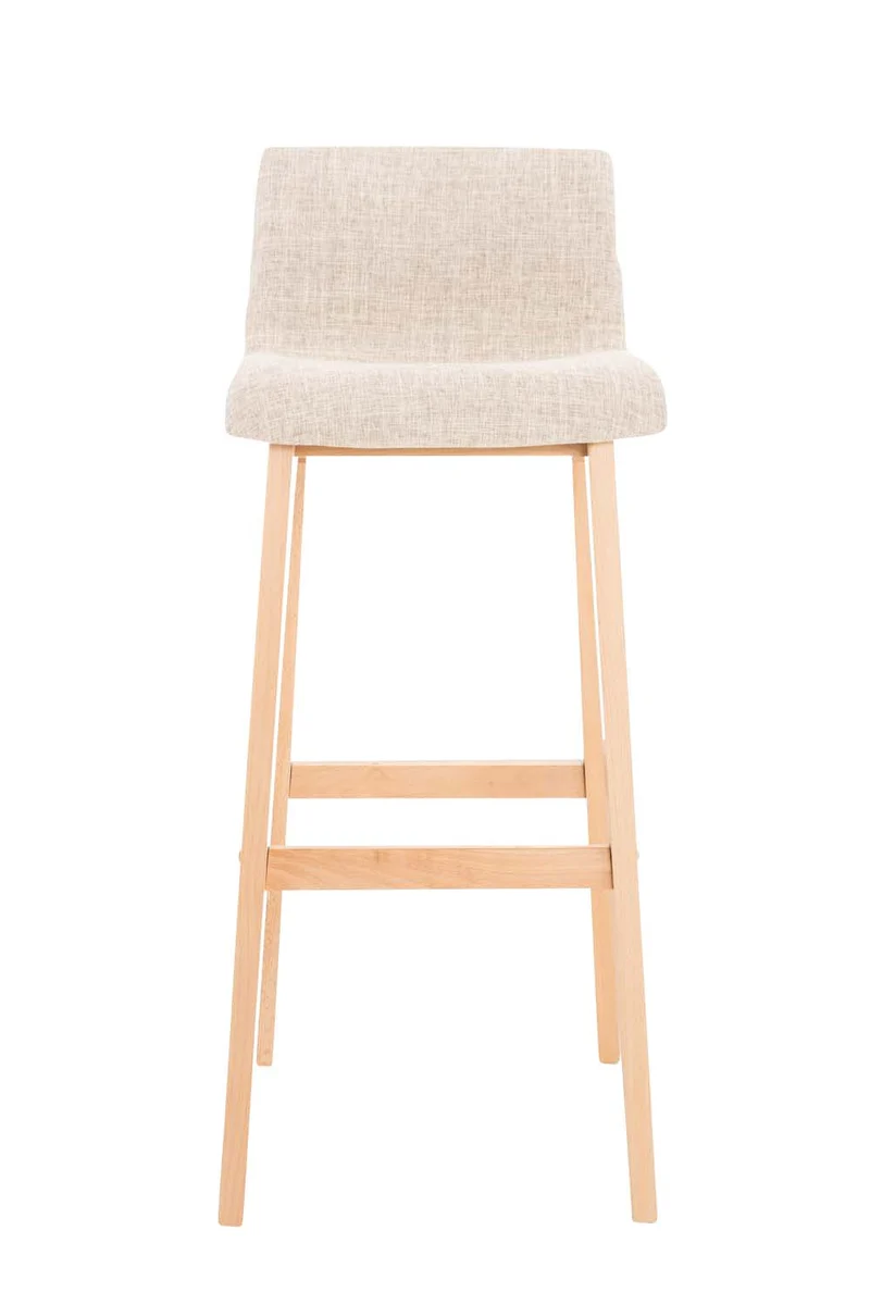 Tabouret de bar x1 avec repose-pieds structure de 4 pieds en bois assise en tissu crème 10_0004972