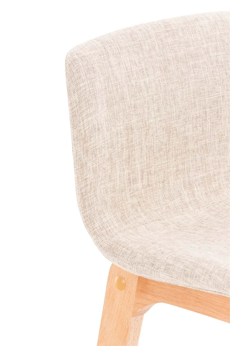 Tabouret de bar x1 avec repose-pieds structure de 4 pieds en bois assise en tissu crème 10_0004972