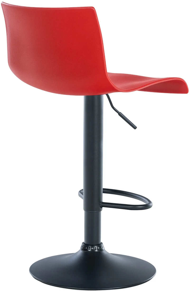 Lot de 2 tabourets de bar design simple avec repose-pieds en plastique rouge pieds en métal noir 10_0004046