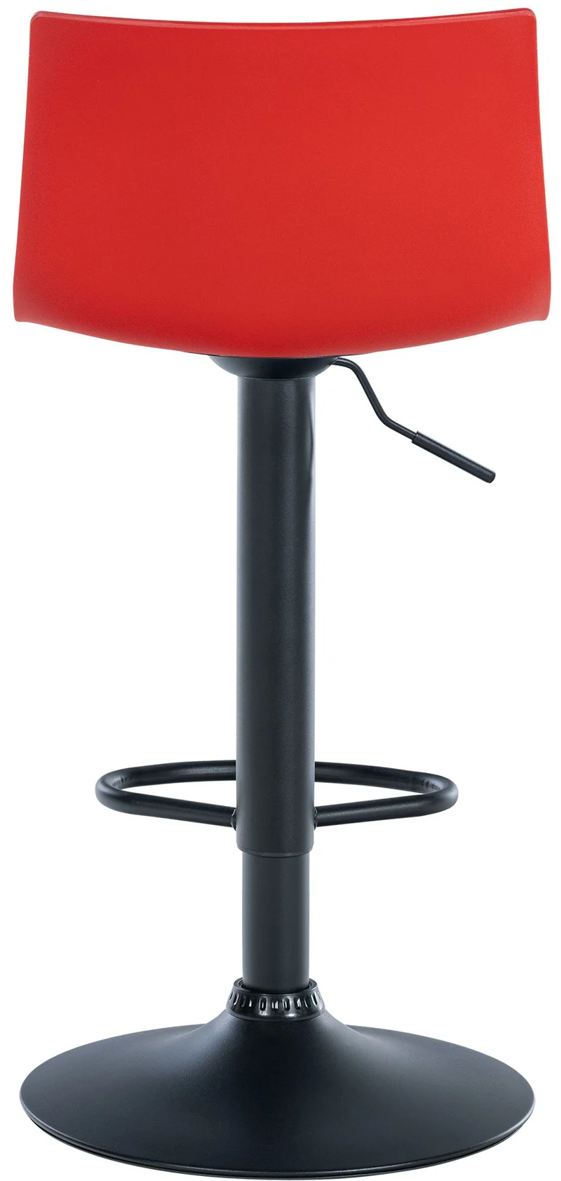 Lot de 2 tabourets de bar design simple avec repose-pieds en plastique rouge pieds en métal noir 10_0004046