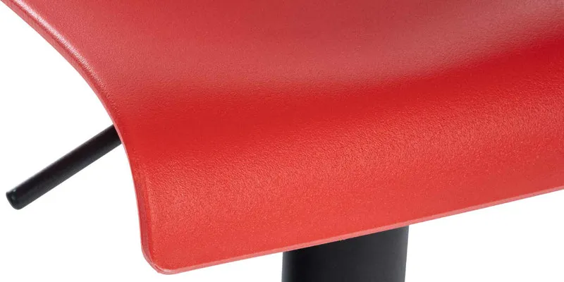 Lot de 2 tabourets de bar design simple avec repose-pieds en plastique rouge pieds en métal noir 10_0004046