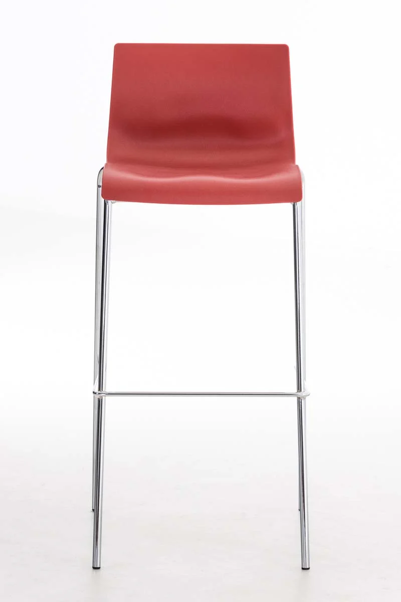Tabouret de bar avec repose-pieds dossier incurvé en plastique noir et 4 pieds en métal chromé 10_0004941
