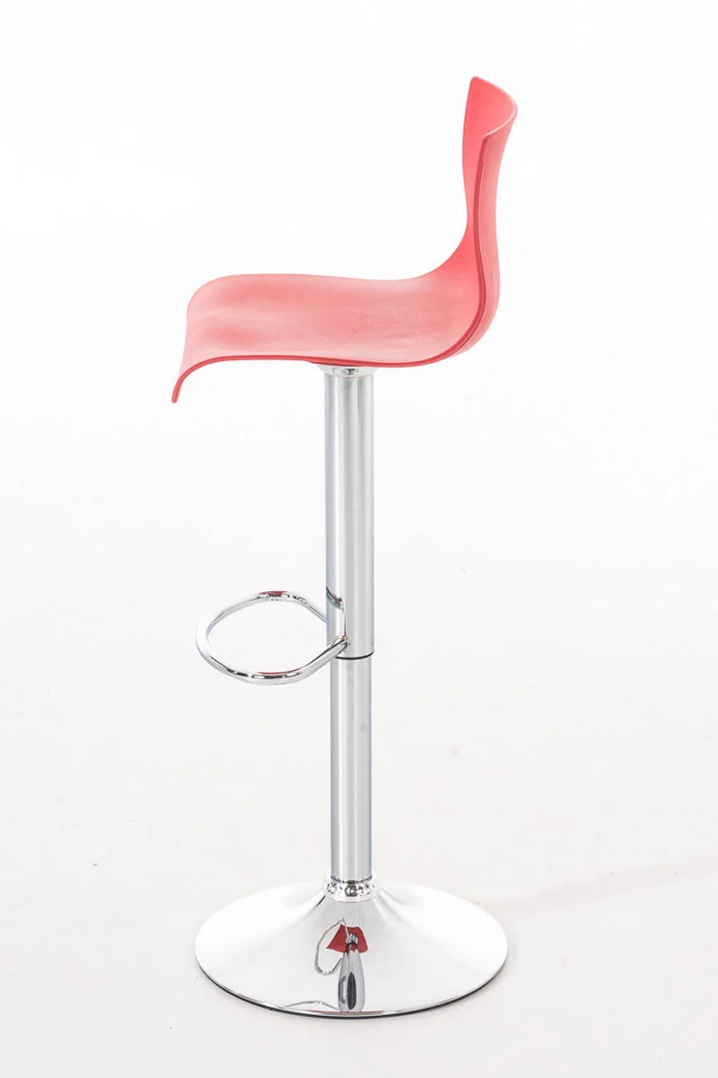 Tabouret de bar x1 avec repose-pieds design moderne plastique rouge et métal 10_0000058