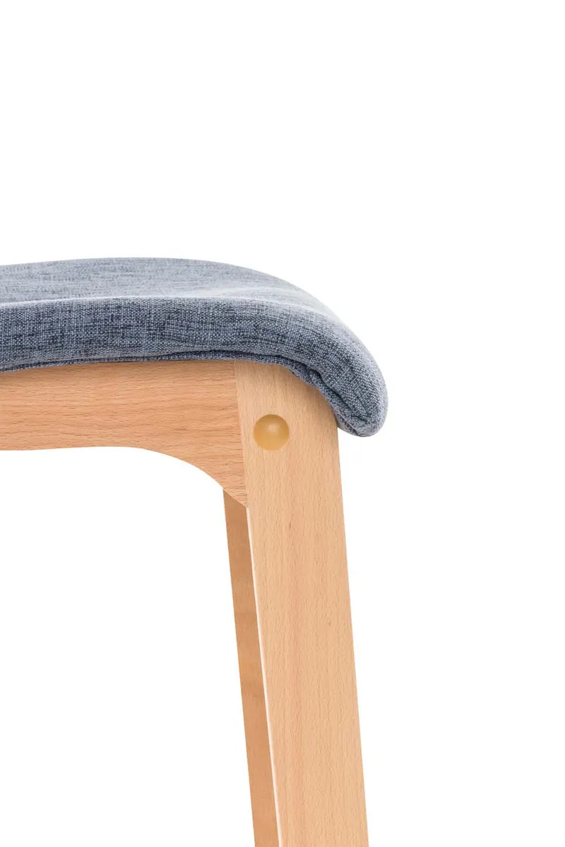 Tabouret de bar x1 design moderne en tissu bleu piètement stable à 4 pieds en bois clair 10_0004970
