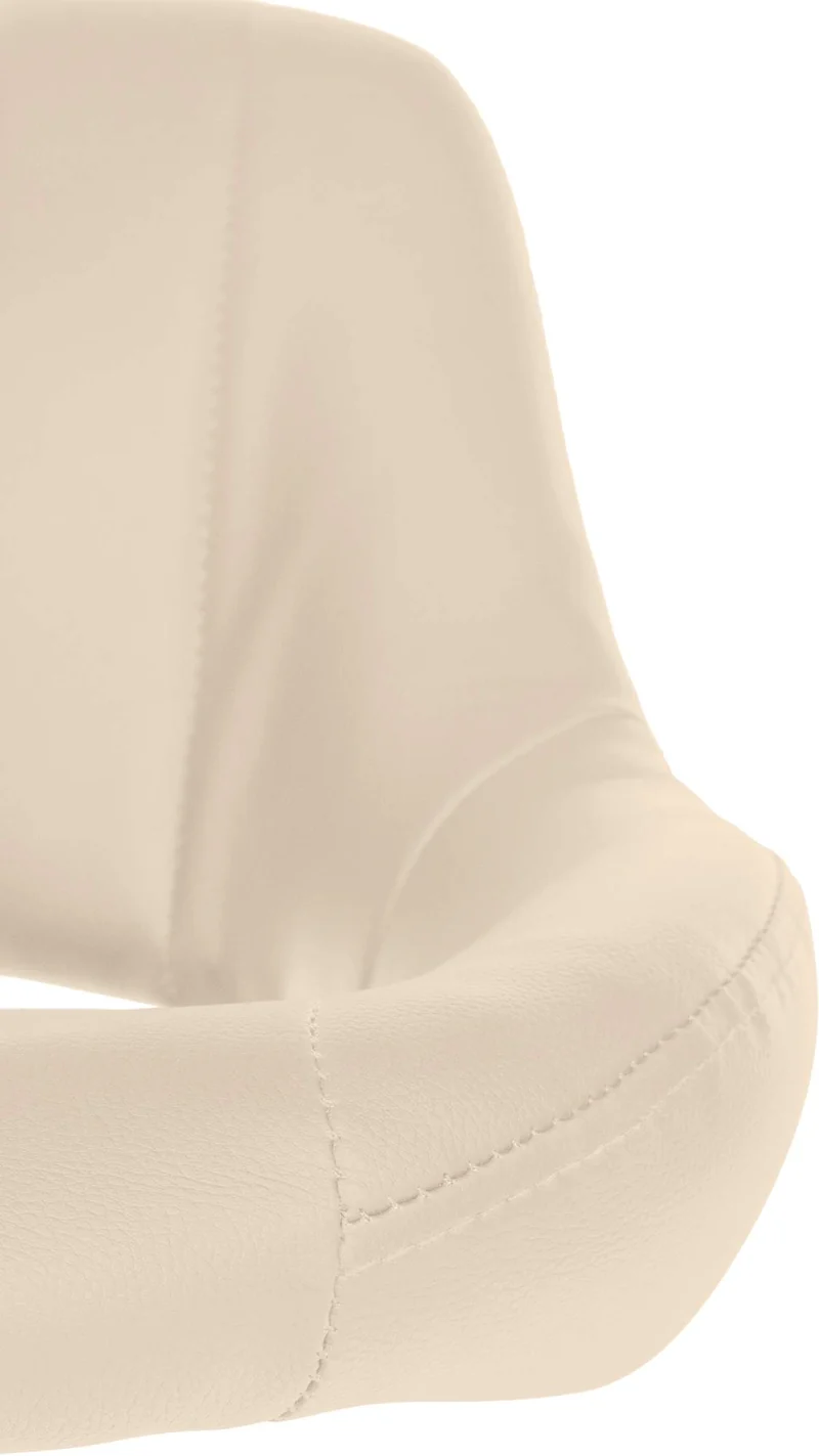 Lot de 2 tabourets de bar chaises hautes réglables en PVC crème dossier ajouré et pied métal blanc 10_0006798