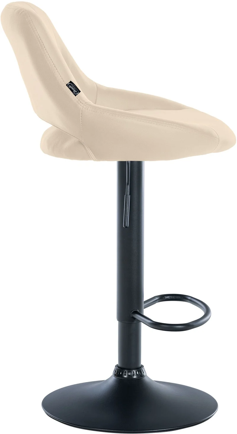 Lot de 2 tabourets de bar chaises hautes réglables en PVC crème dossier ajouré et pied métal noir 10_0006797