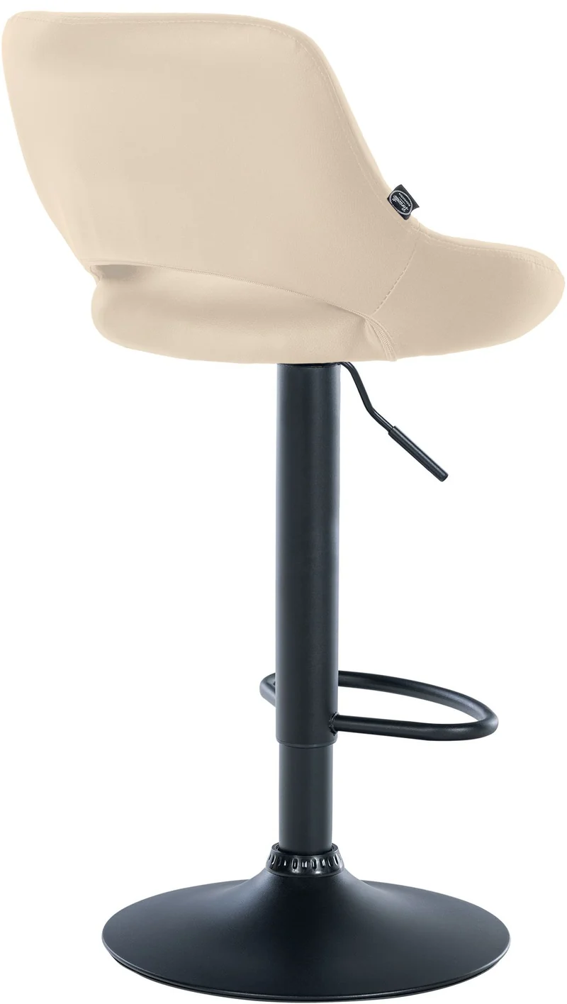 Lot de 2 tabourets de bar chaises hautes réglables en PVC crème dossier ajouré et pied métal noir 10_0006797