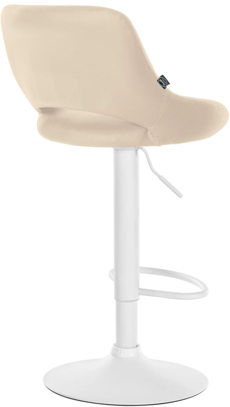 Tabouret de bar chaise haute x1 réglables en PVC crème dossier ajouré et pied métal blanc 10_0006594