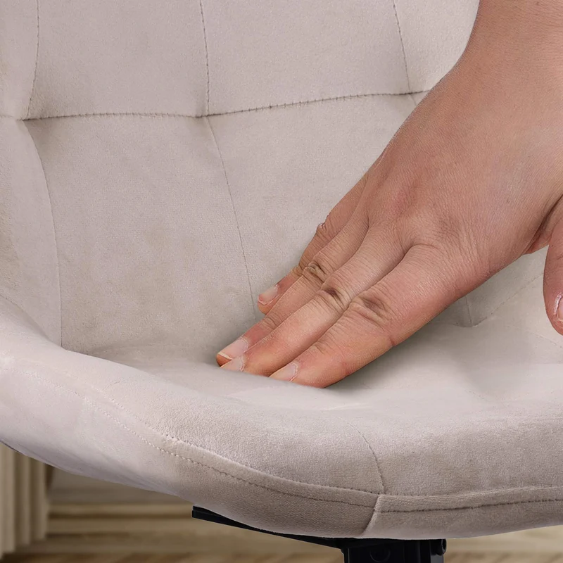 Chaise contemporaine pivotante avec pieds croisés en métal noir et assise en velours crème 10_0007482