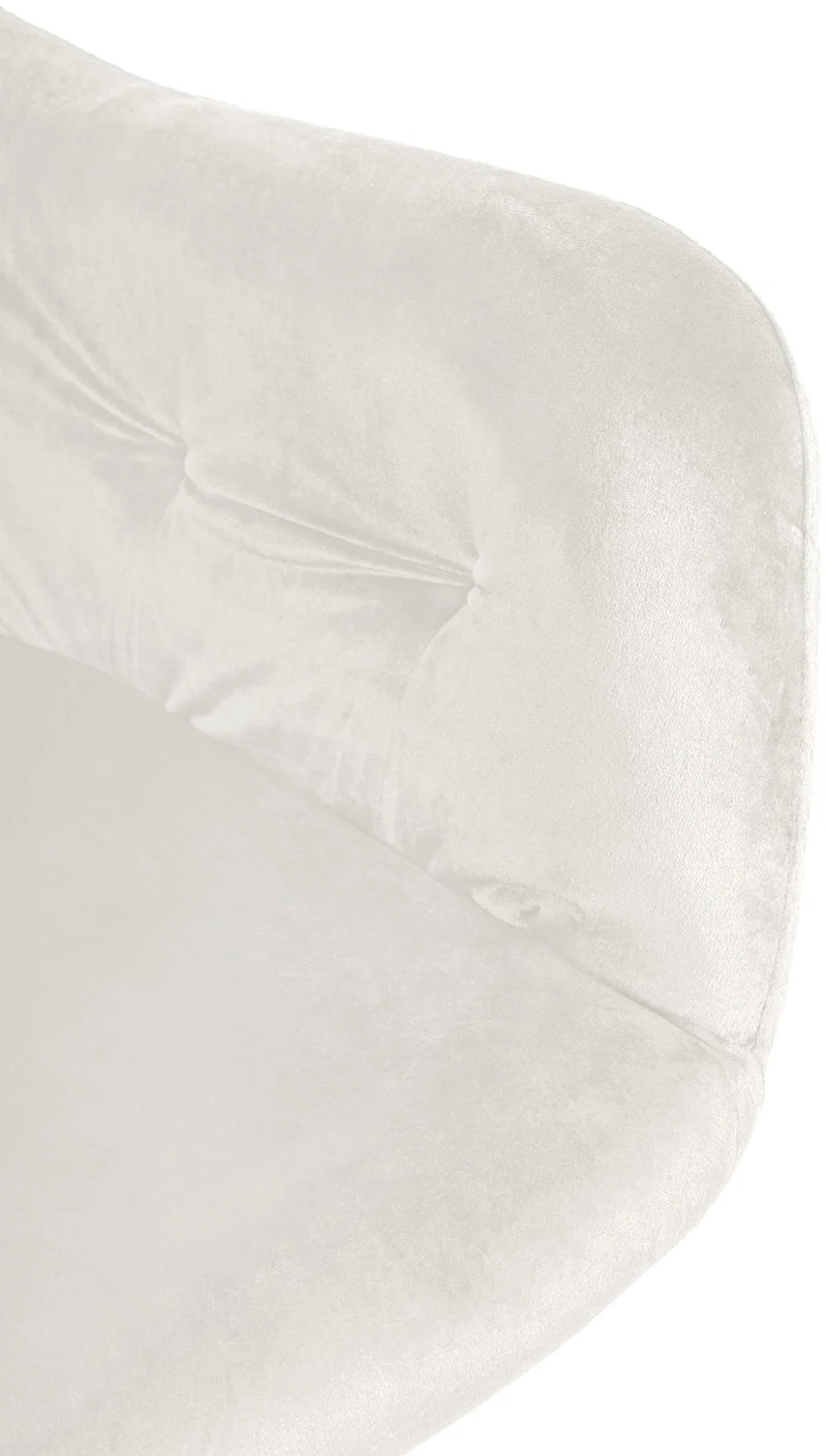 Chaise de salle à manger avec coutures décoratives en velours crème et pieds en métal noir 10_0007391