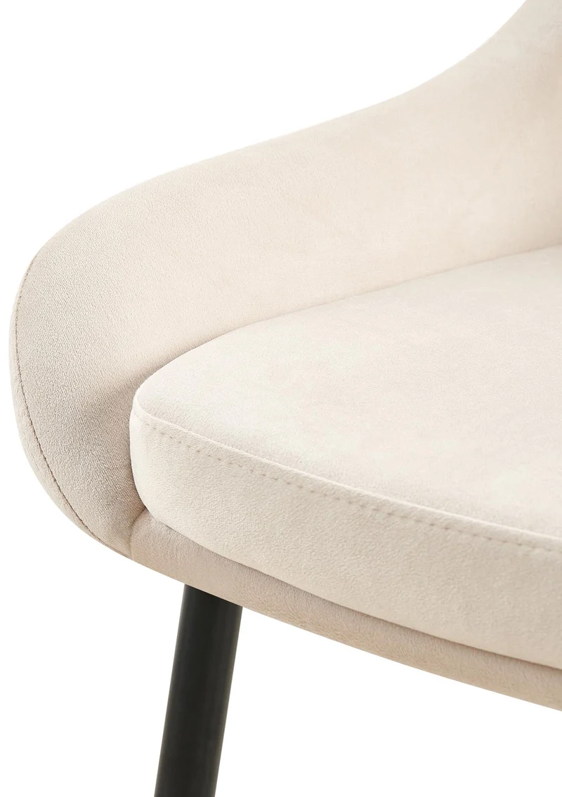 Lot de 2 chaises de salle à manger élégance confort design moderne en velours crème structure métallique noir 10_0007726