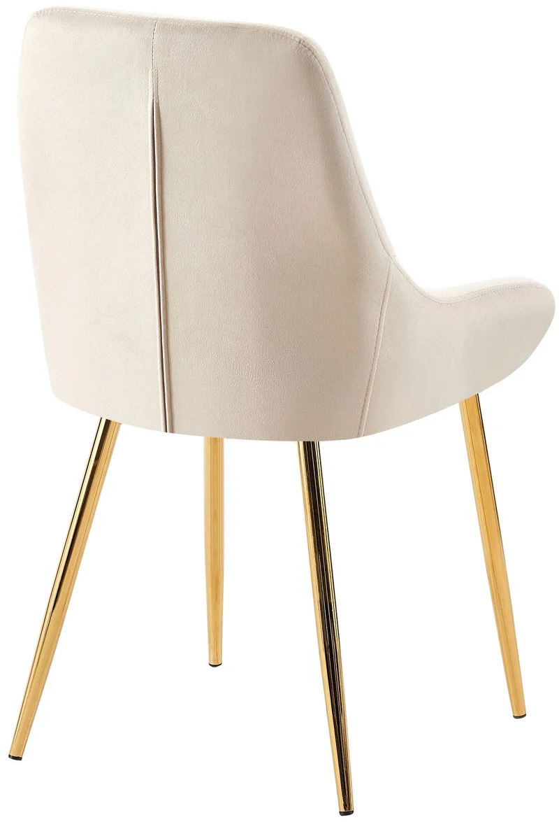 Chaise de salle à manger x1 élégance confort design moderne en velours crème structure métallique doré 10_0007546