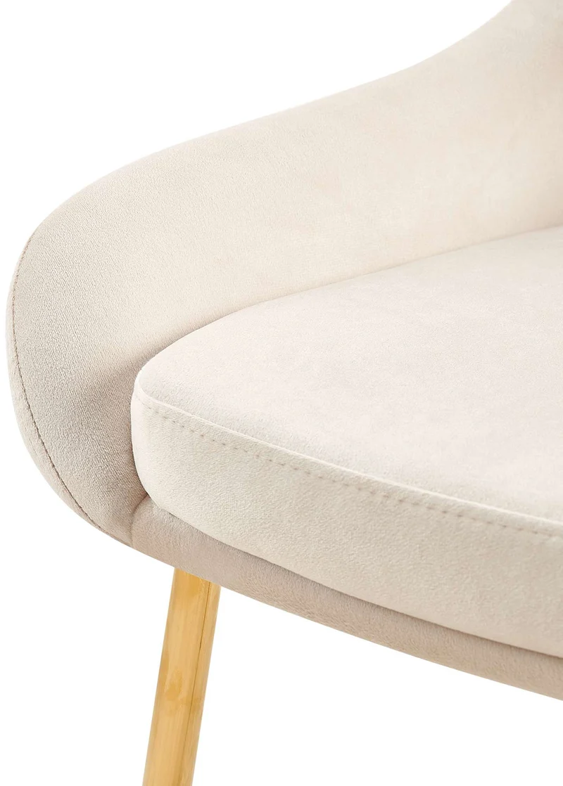 Chaise de salle à manger x1 élégance confort design moderne en velours crème structure métallique doré 10_0007546
