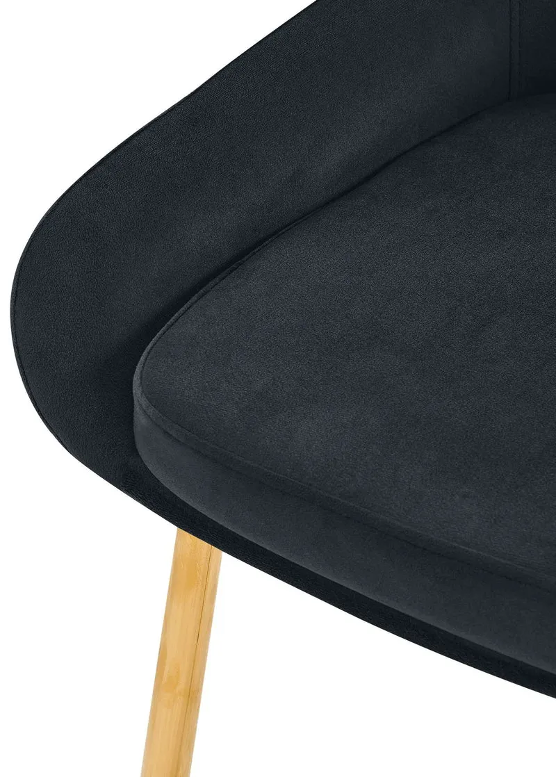 Lot de 2 chaises de salle à manger élégance confort design moderne en velours noir structure métallique doré 10_0007446