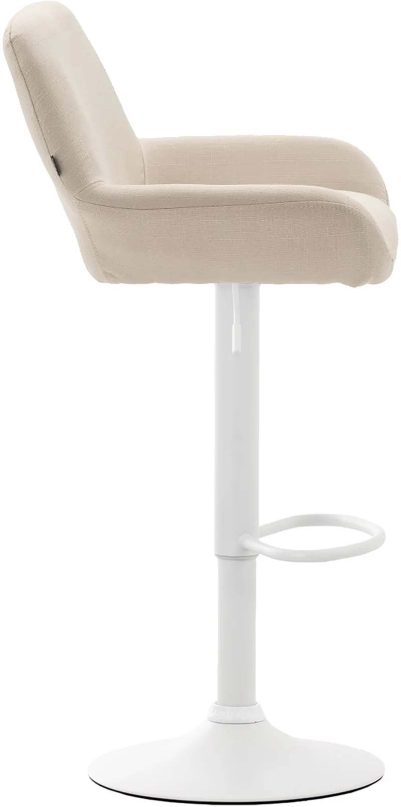Tabouret de bar x1 repose-pieds en forme d'arc en métal blanc assise en tissu crème 10_0004549