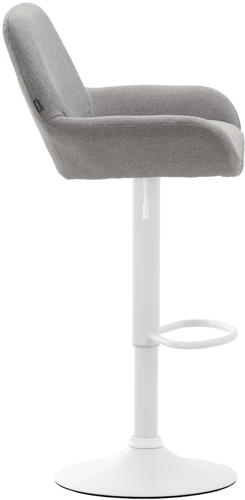 Lot de 2 tabourets de bar repose-pieds en forme d'arc en métal blanc assise en tissu gris 10_0004043