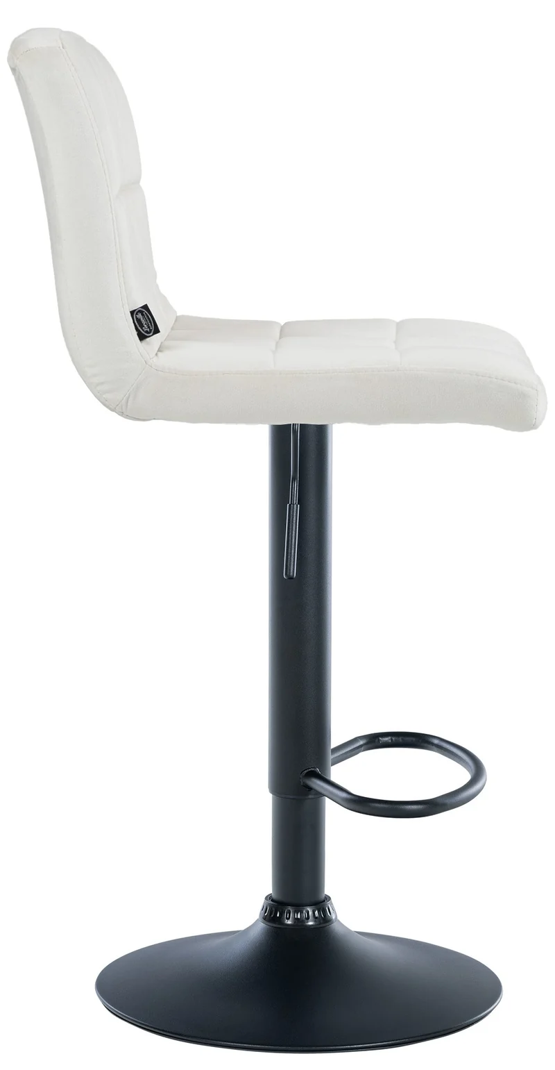 Lot de 2 tabourets de bar en velours crème avec coutures décoratives pied en trompette métal noir 10_0004395