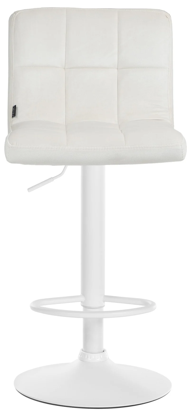 Lot de 2 tabourets de bar en velours crème avec coutures décoratives pied en trompette métal blanc 10_0004401