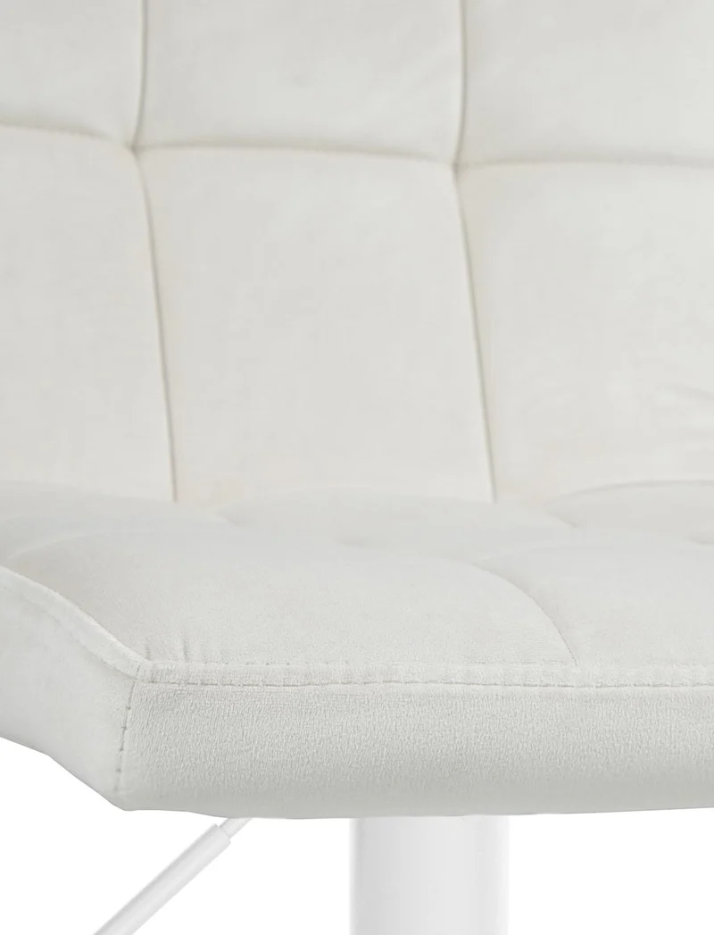 Lot de 2 tabourets de bar en velours crème avec coutures décoratives pied en trompette métal blanc 10_0004401