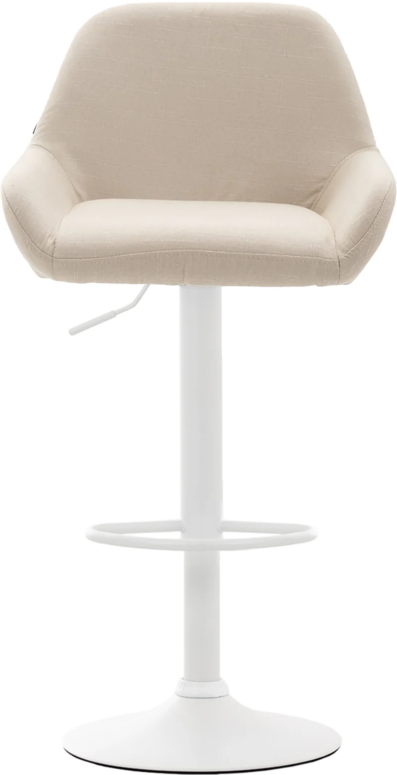 Lot de 2 tabourets de bar repose-pieds en forme d'arc en métal blanc assise en tissu crème 10_0004044