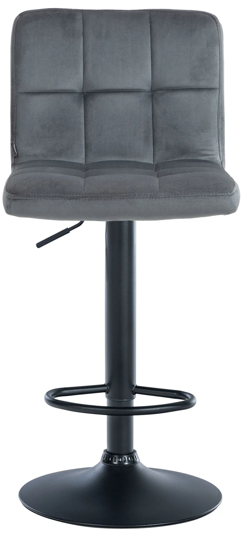 Lot de 2 tabourets de bar en velours gris foncé avec coutures décoratives pied en trompette métal noir 10_0004396