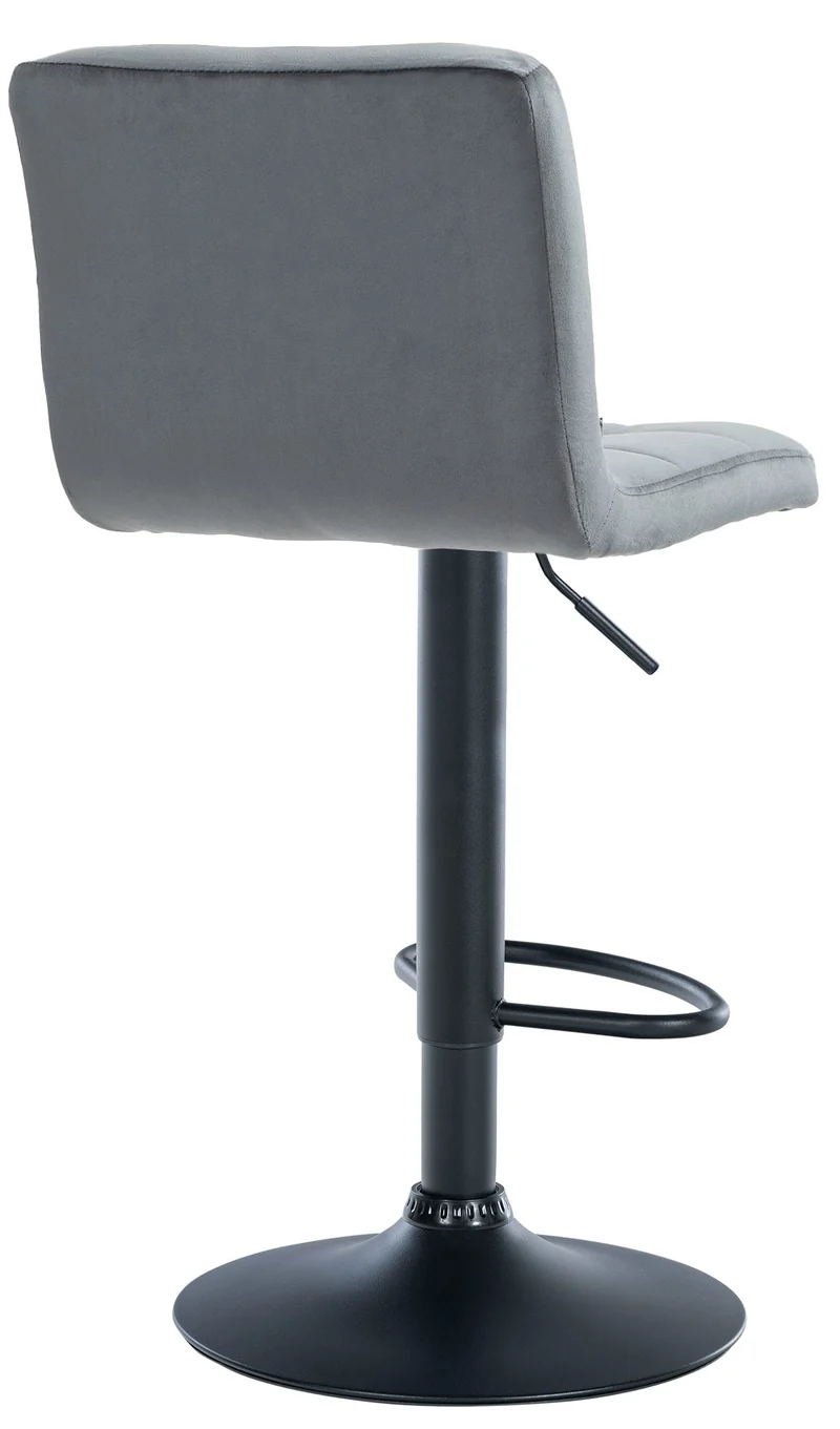 Lot de 2 tabourets de bar en velours gris foncé avec coutures décoratives pied en trompette métal noir 10_0004396