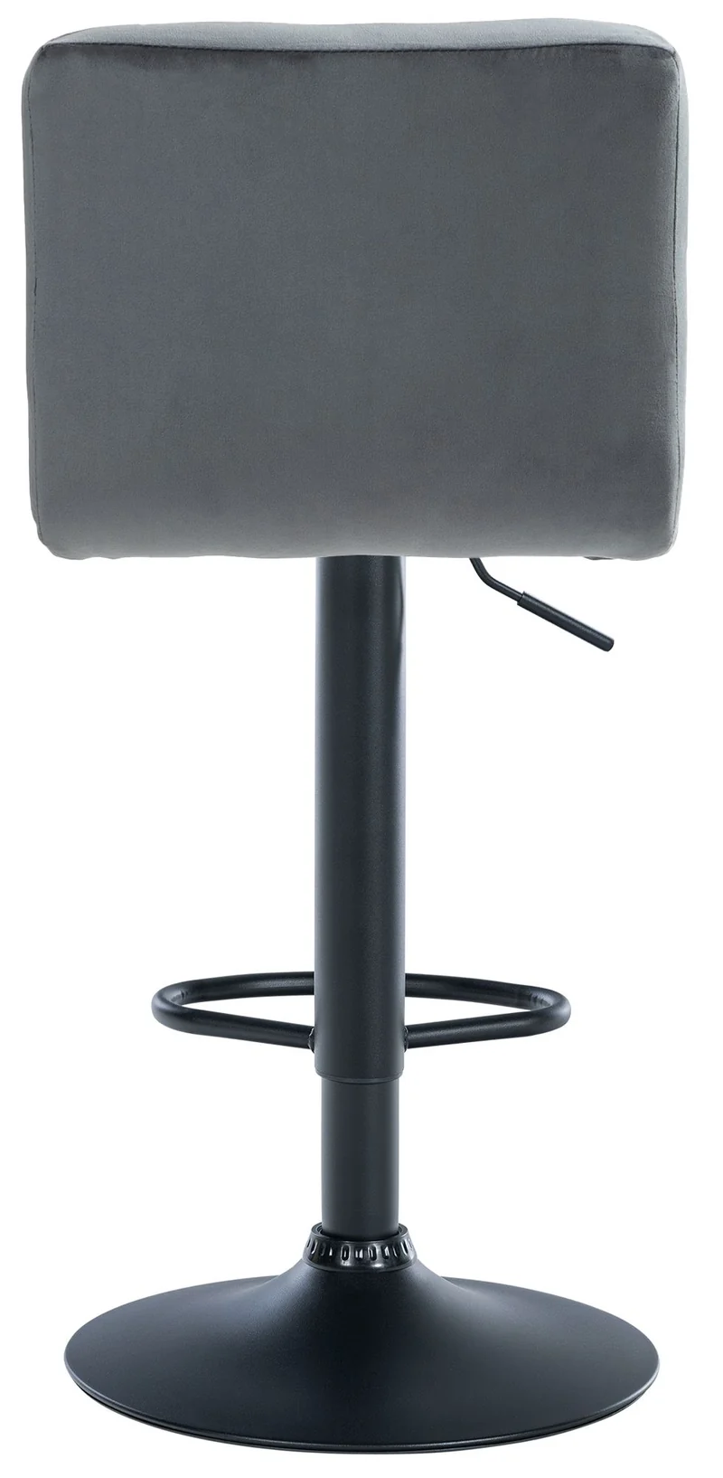 Lot de 2 tabourets de bar en velours gris foncé avec coutures décoratives pied en trompette métal noir 10_0004396