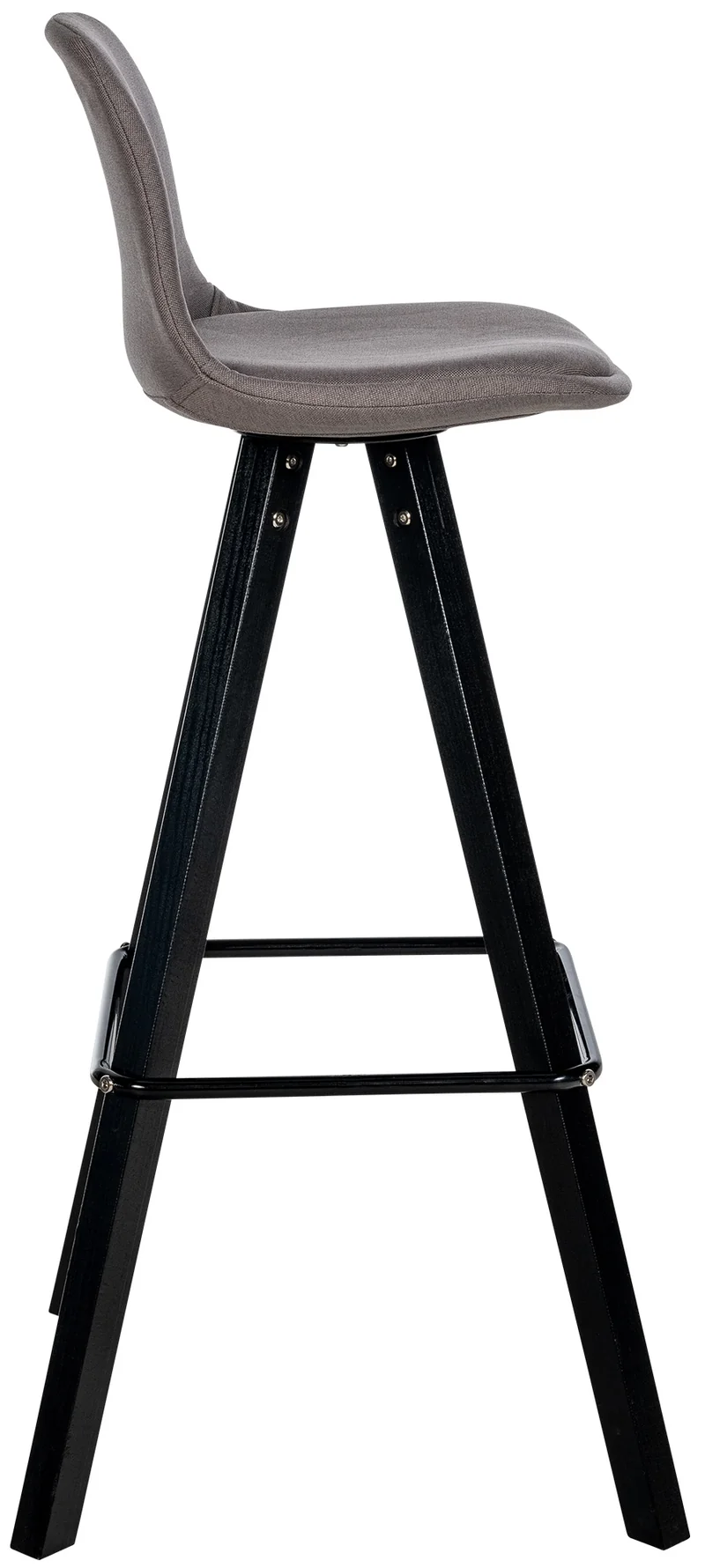 Tabouret de bar chaise haute x1 repose-pieds style scandinave en tissu taupe structure en bois noir carré 10_0004643