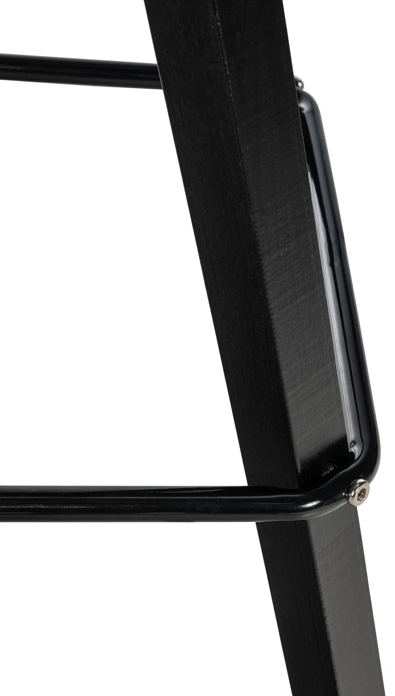Tabouret de bar chaise haute x1 repose-pieds style scandinave en tissu taupe structure en bois noir carré 10_0004643