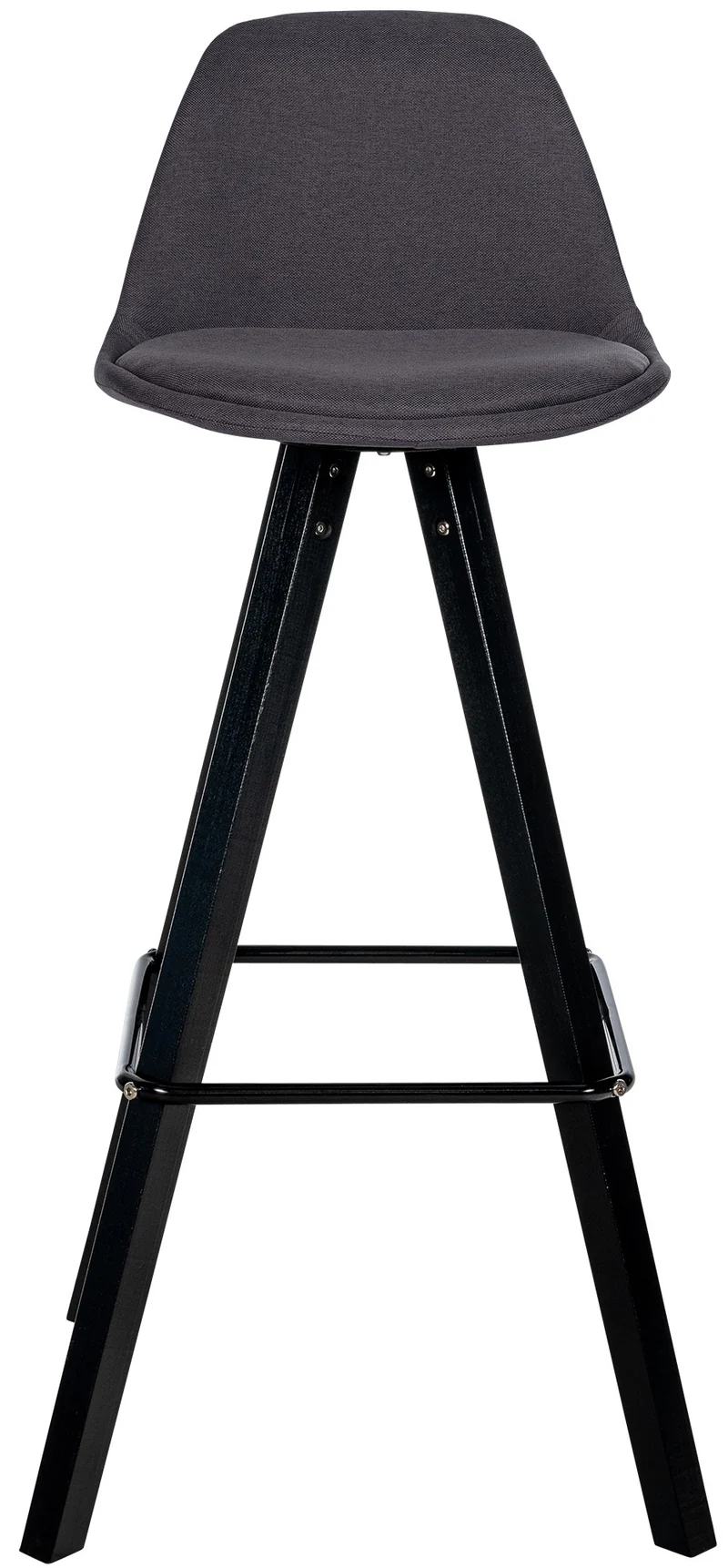 Tabouret de bar chaise haute x1 repose-pieds style scandinave en tissu gris foncé structure en bois noir carré 10_0004641
