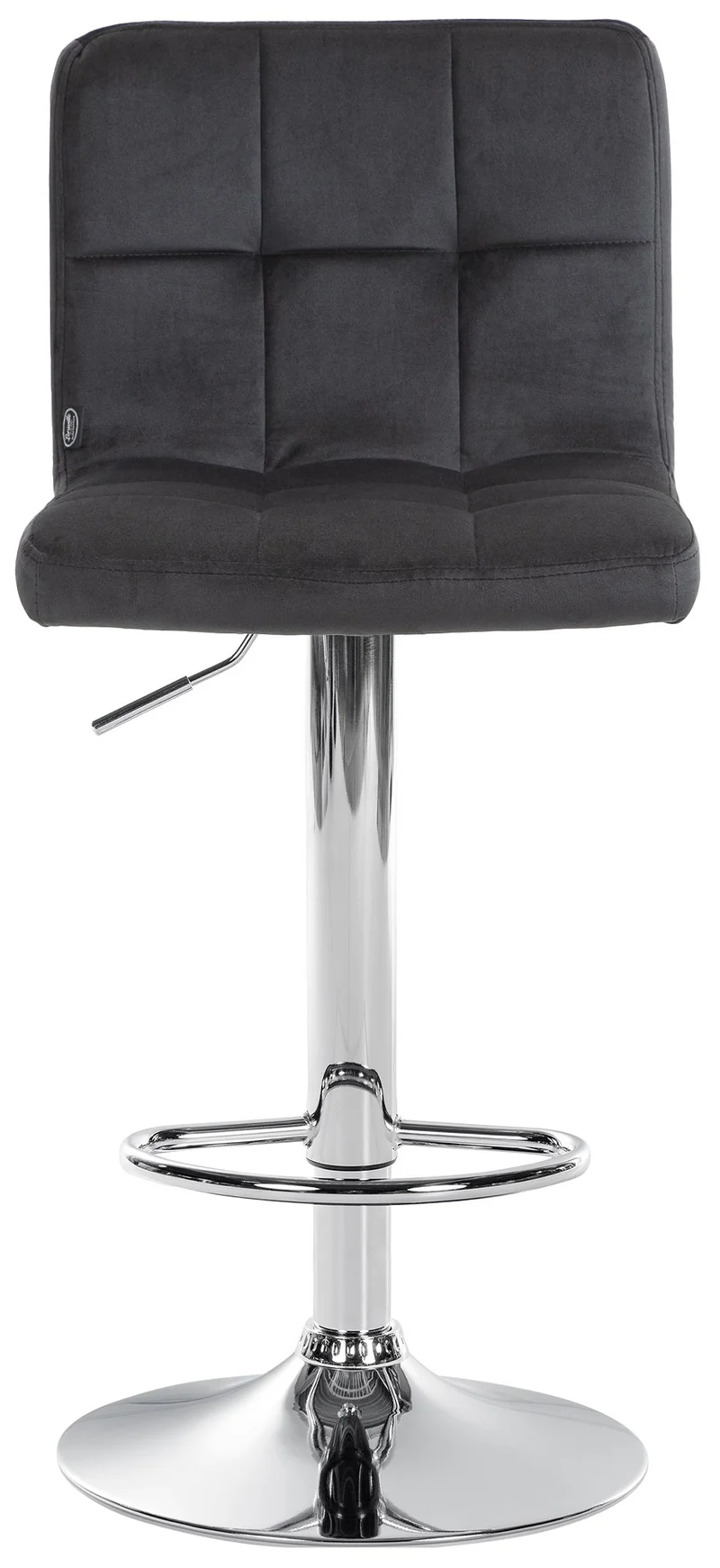 Lot de 2 tabourets de bar en velours noir avec coutures décoratives pied en trompette métal chromé 10_0004393