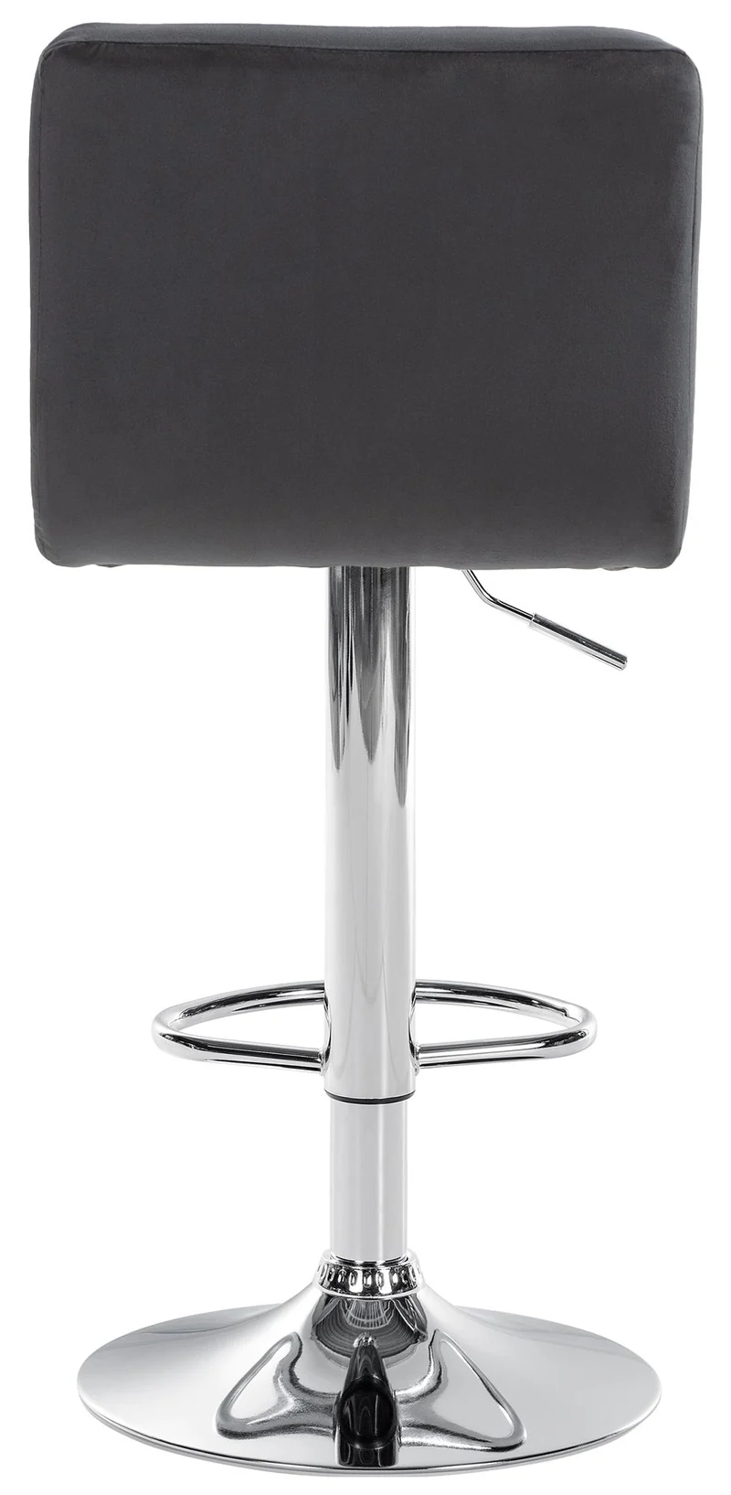 Lot de 2 tabourets de bar en velours noir avec coutures décoratives pied en trompette métal chromé 10_0004393