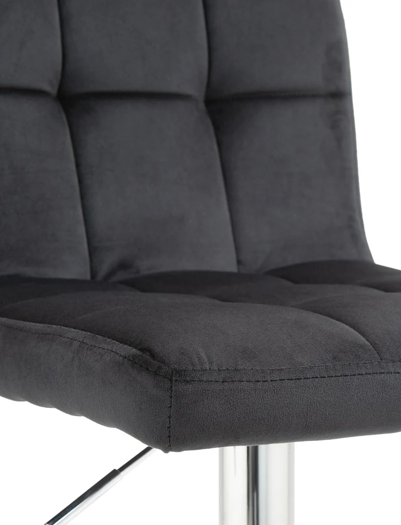 Lot de 2 tabourets de bar en velours noir avec coutures décoratives pied en trompette métal chromé 10_0004393