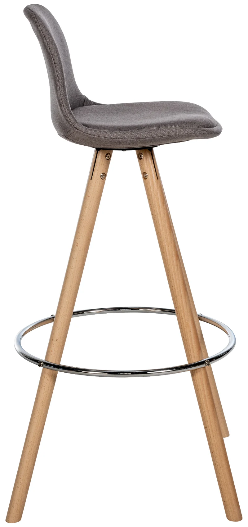 Tabouret de bar chaise haute x1 repose-pieds style scandinave en tissu taupe structure en bois clair rond 10_0004635