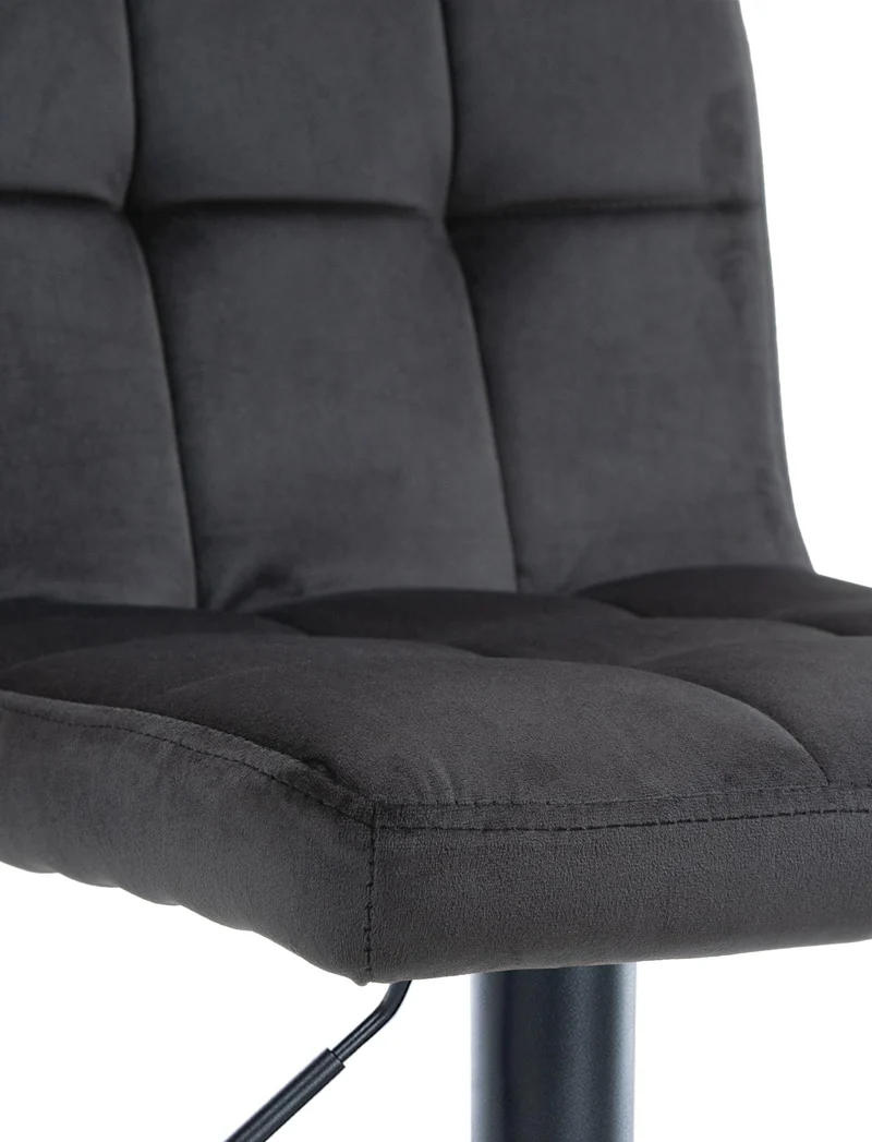 Lot de 2 tabourets de bar en velours noir avec coutures décoratives pied en trompette métal noir 10_0004399