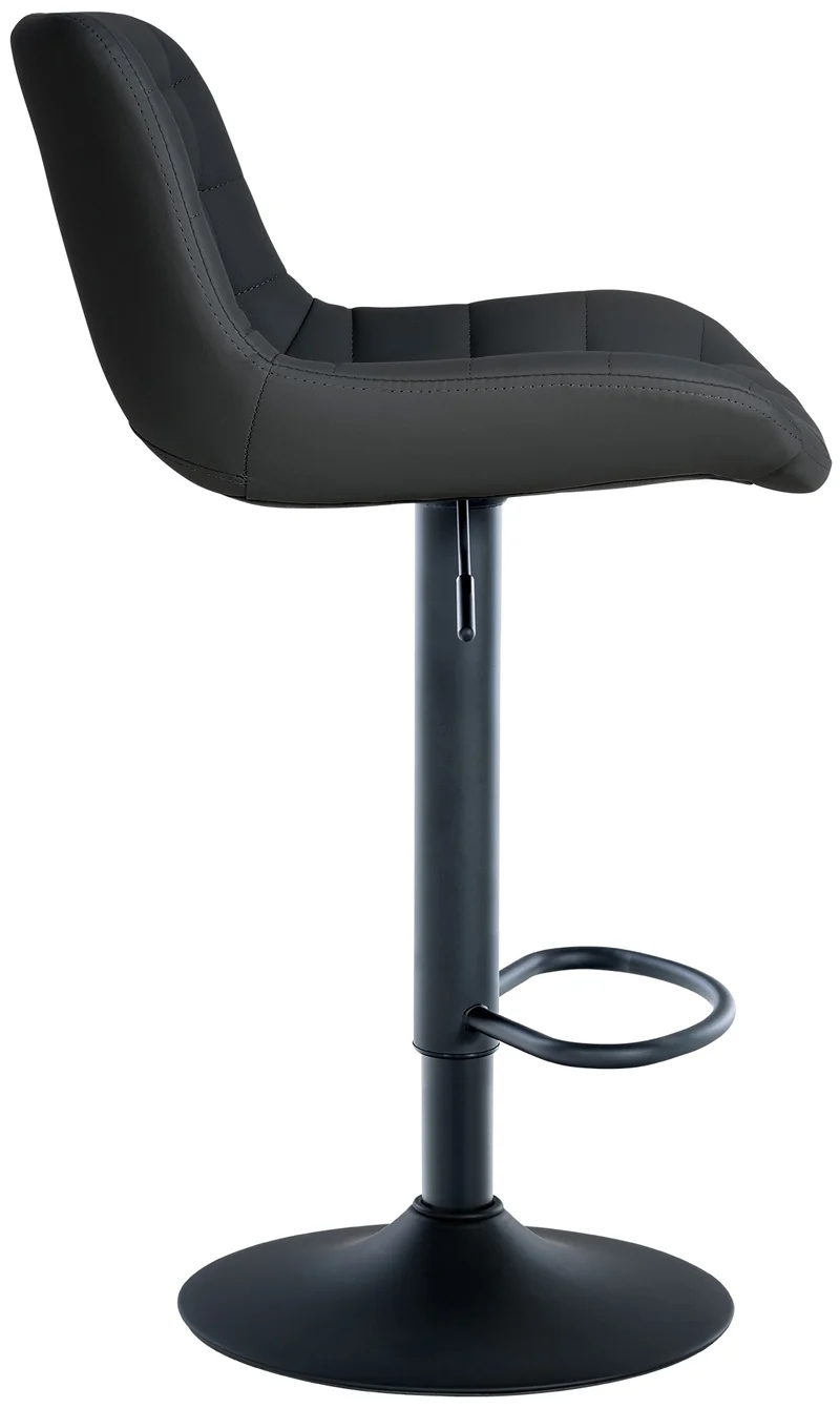 Lot de 2 tabourets de bar structure métallique noir assise en PVC noir avec surpiqûres 10_0004441