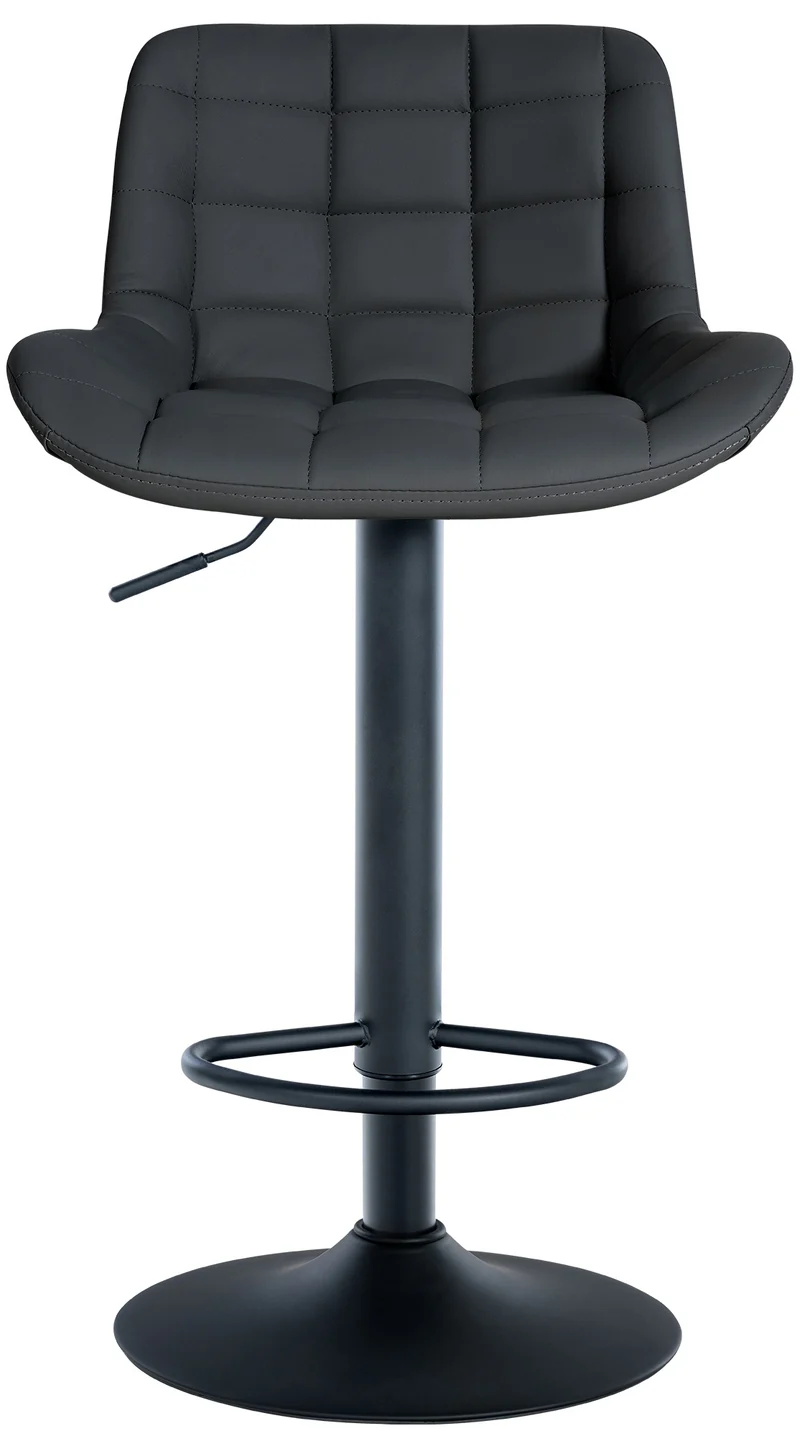 Lot de 2 tabourets de bar structure métallique noir assise en PVC noir avec surpiqûres 10_0004441